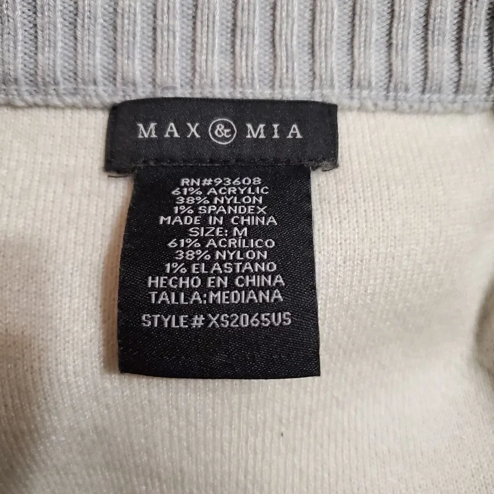 Max & Mia Gray Crew Neck Front Seam Sweater (M)